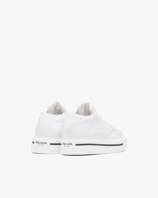 White Prada Macro Re-Nylon and brushed leather sneakers - Image 3