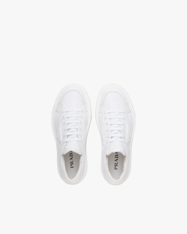 White Prada Macro Re-Nylon and brushed leather sneakers - Image 4