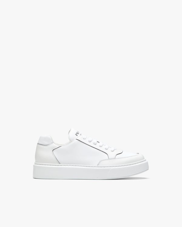 White Prada Macro leather and nylon sneakers - Image 2