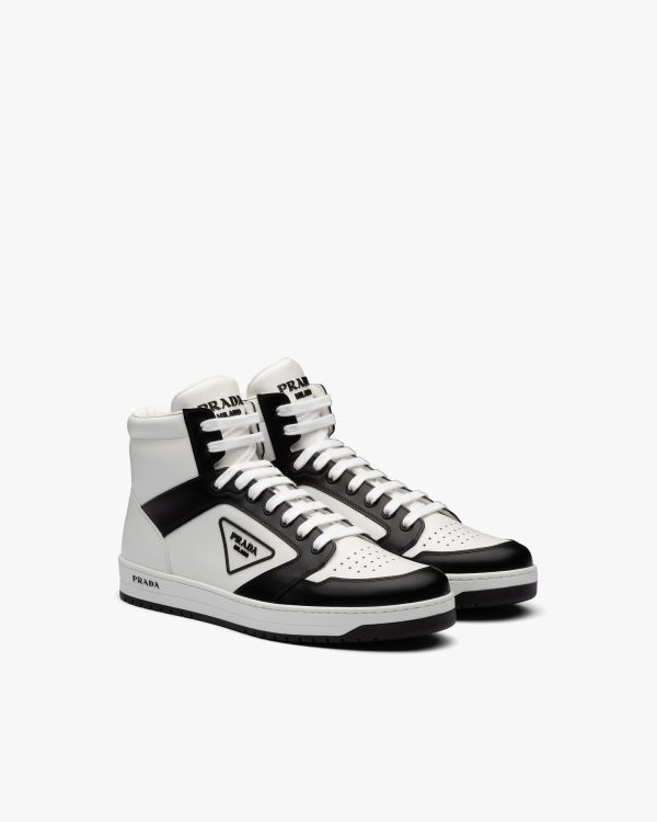 White/black District leather sneakers