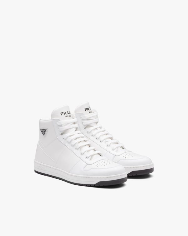White/black Downtown leather high-top sneakers
