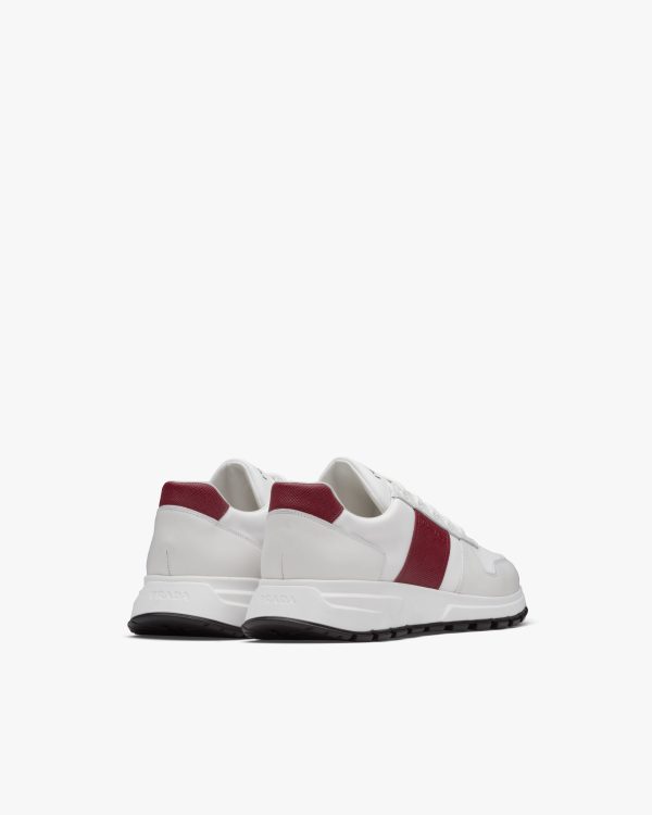 White/cerise Prax 01 Leather And Technical Fabric Sneakers - Image 3