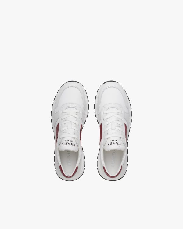 White/cerise Prax 01 Leather And Technical Fabric Sneakers - Image 4