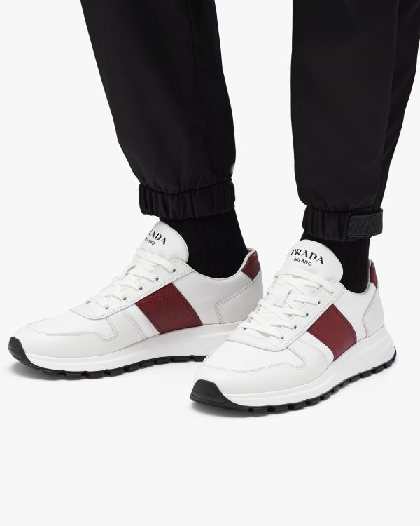 White/cerise Prax 01 Leather And Technical Fabric Sneakers - Image 5