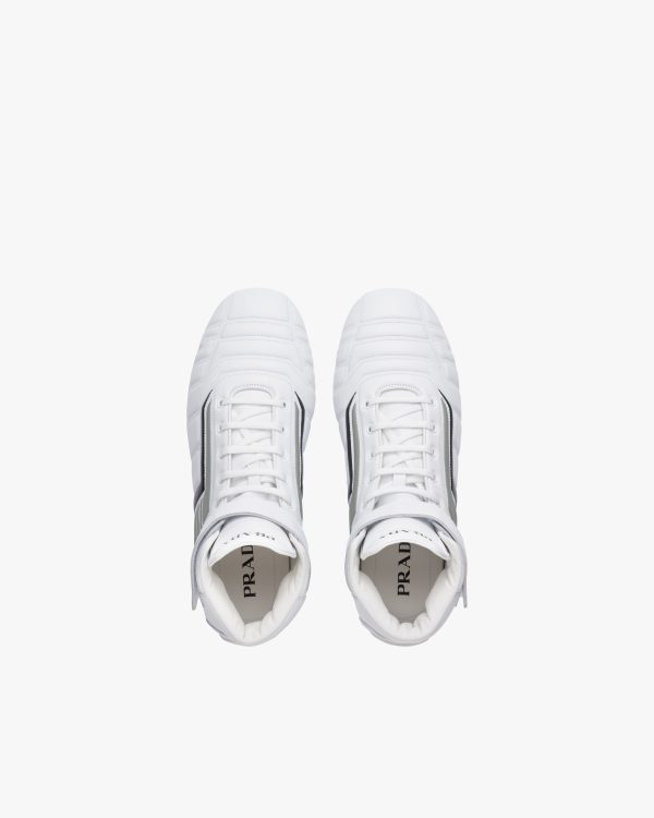 White/gray Prada Rev leather high-top sneakers - Image 4