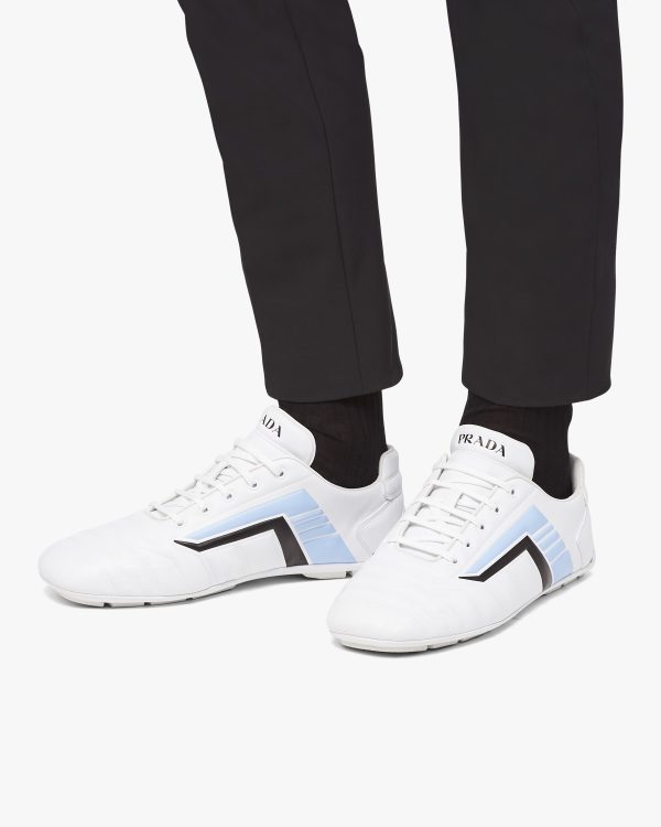 White/light Blue Prada Rev leather sneakers - Image 5