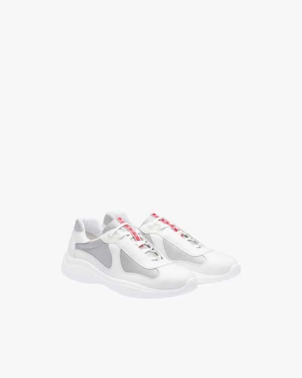 White/silver Prada Americas Cup sneakers