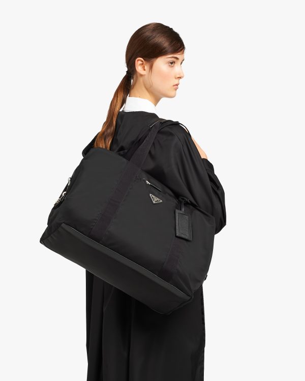 Black Re-Nylon and Saffiano leather duffle bag - Image 2