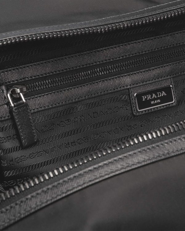 Black Re-Nylon and Saffiano leather duffle bag - Image 5