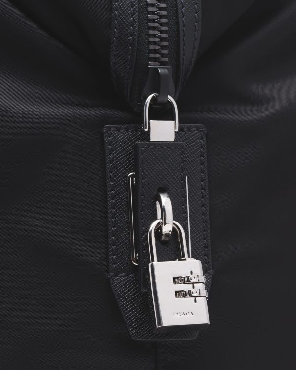 Black Re-Nylon and Saffiano leather duffle bag - Image 6