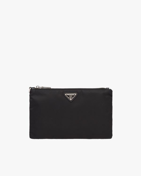 Black Re-Nylon and Saffiano leather pouch