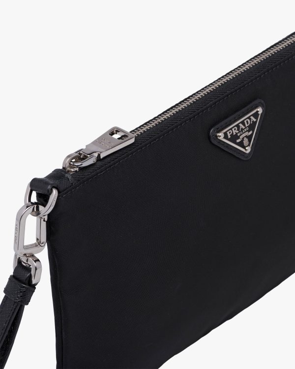 Black Re-Nylon and Saffiano leather pouch - Image 6