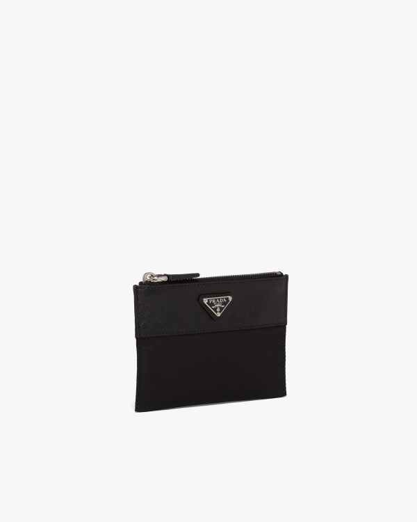 Black Re-Nylon and Saffiano leather pouch wallet - Image 3