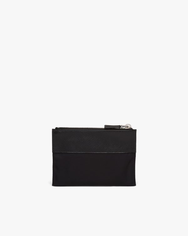 Black Re-Nylon and Saffiano leather pouch wallet - Image 4