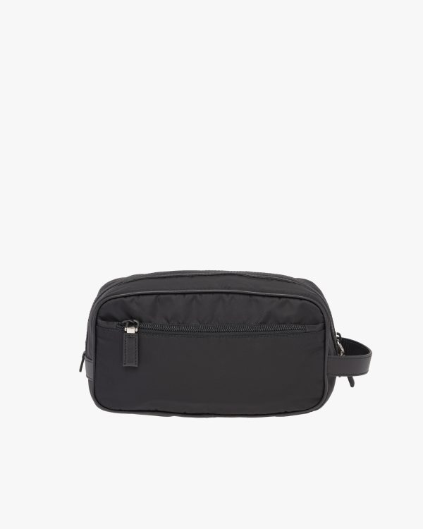 Black Re-Nylon and Saffiano leather travel pouch - Image 5