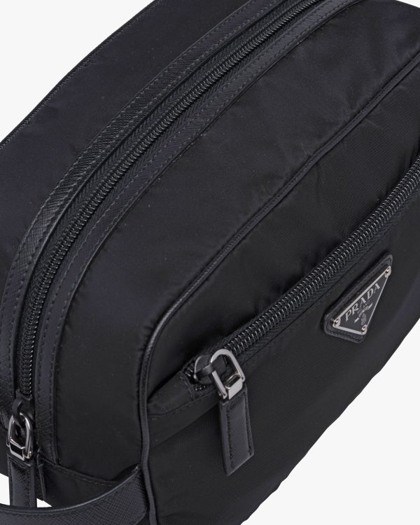 Black Re-Nylon and Saffiano leather travel pouch - Image 6