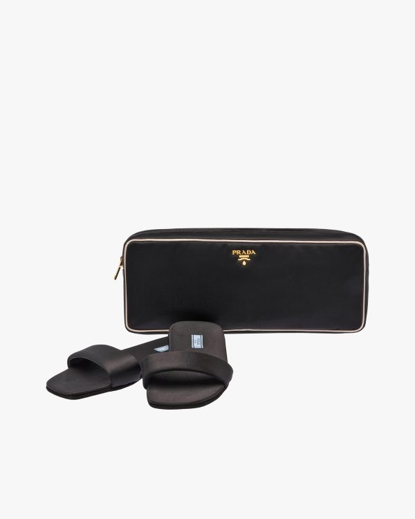 Black/chalk White Satin Slipper Travel Pouch - Image 2