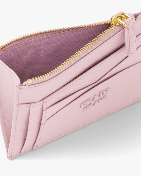 Alabaster Pink Saffiano and leather card holder - Image 3