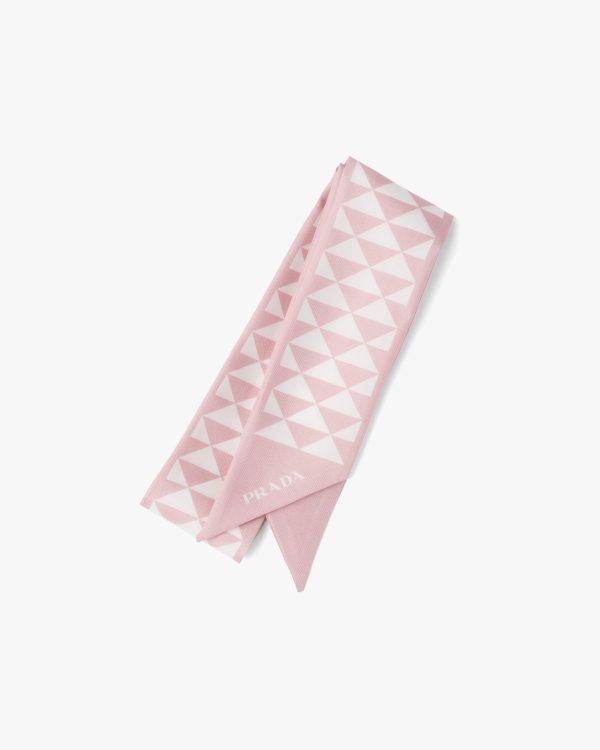 Alabaster White/white Printed twill scarf
