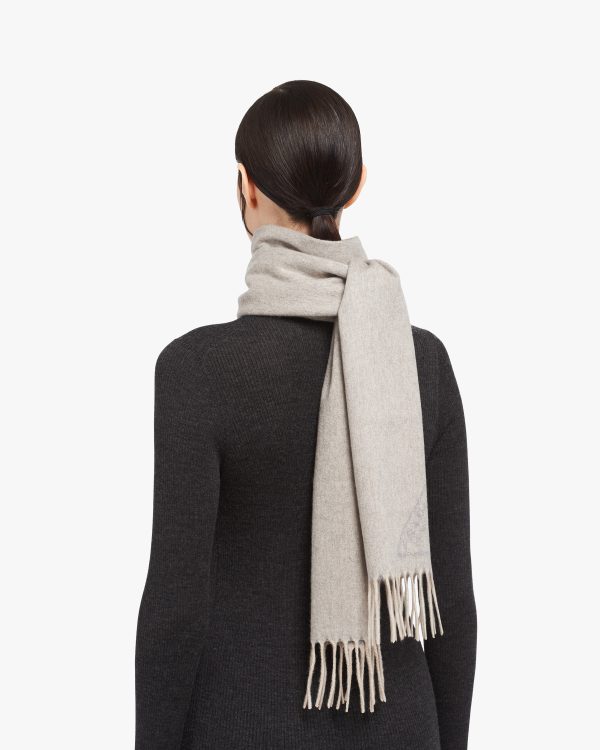 Albino/grey Double cashmere scarf - Image 3