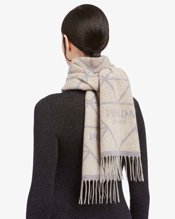 Albino/grey Double cashmere scarf - Image 3