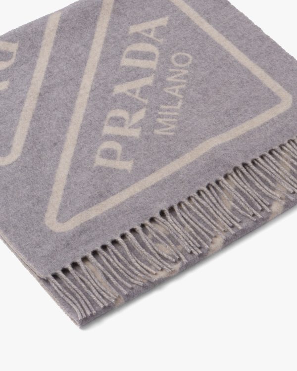 Albino/grey Double cashmere scarf - Image 2