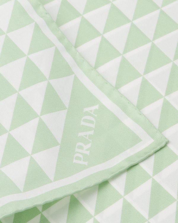 Aqua/white Printed twill scarf - Image 2