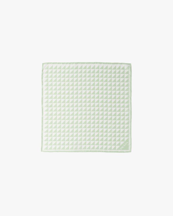 Aqua/white Printed twill scarf - Image 3