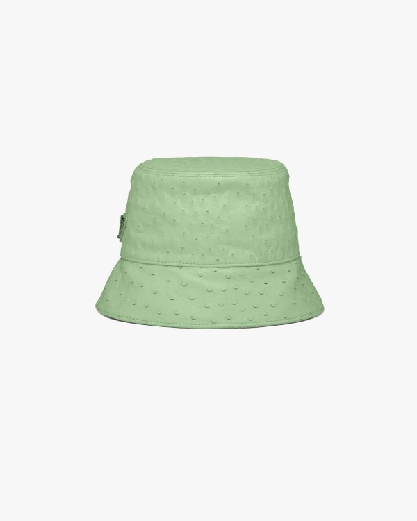 Aquamarine Ostrich leather bucket hat