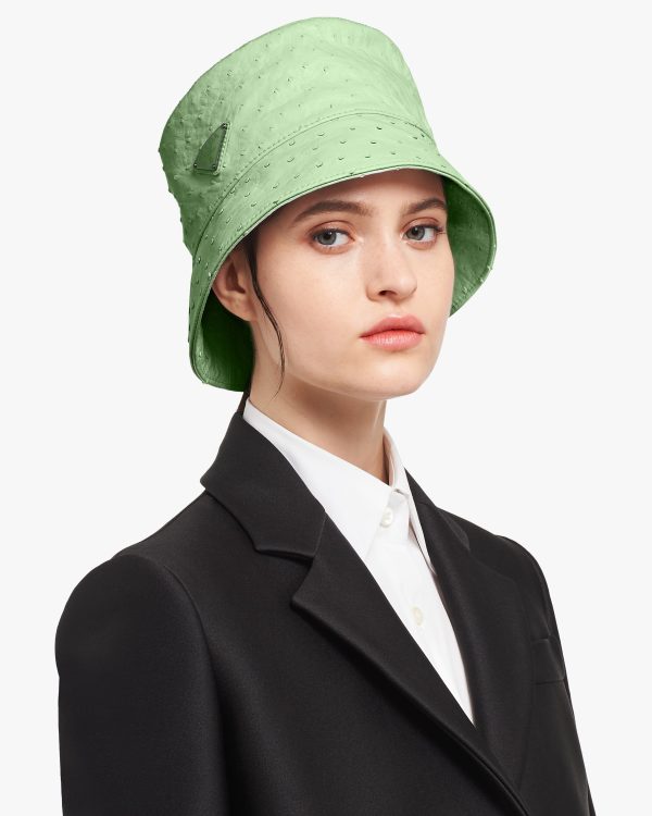 Aquamarine Ostrich leather bucket hat - Image 2