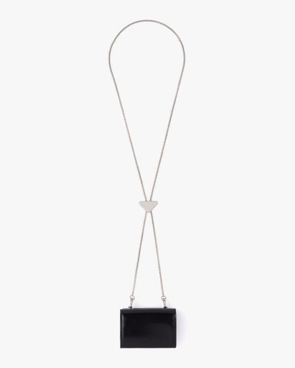 Black Brushed leather card holder with shoulder strap - Image 3