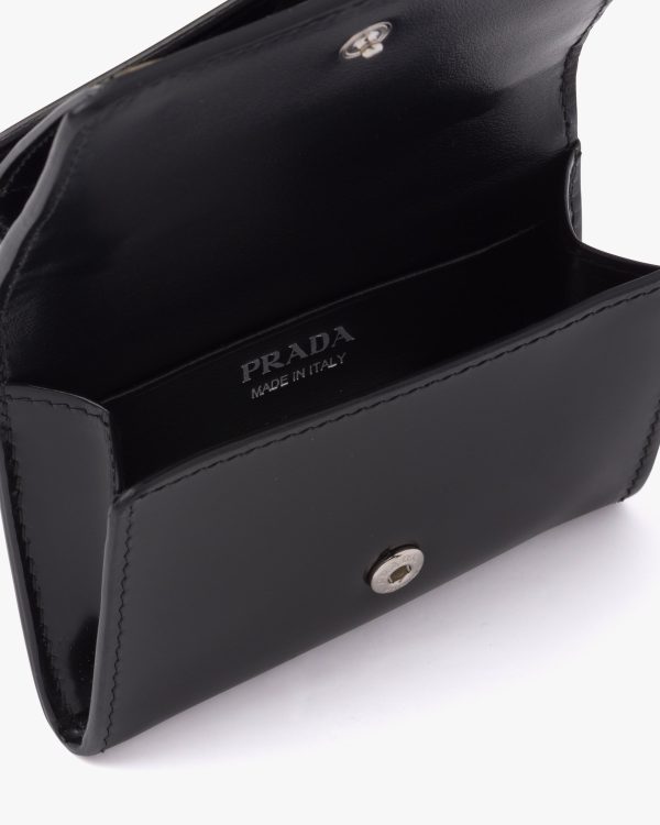 Black Brushed leather card holder with shoulder strap - Image 4