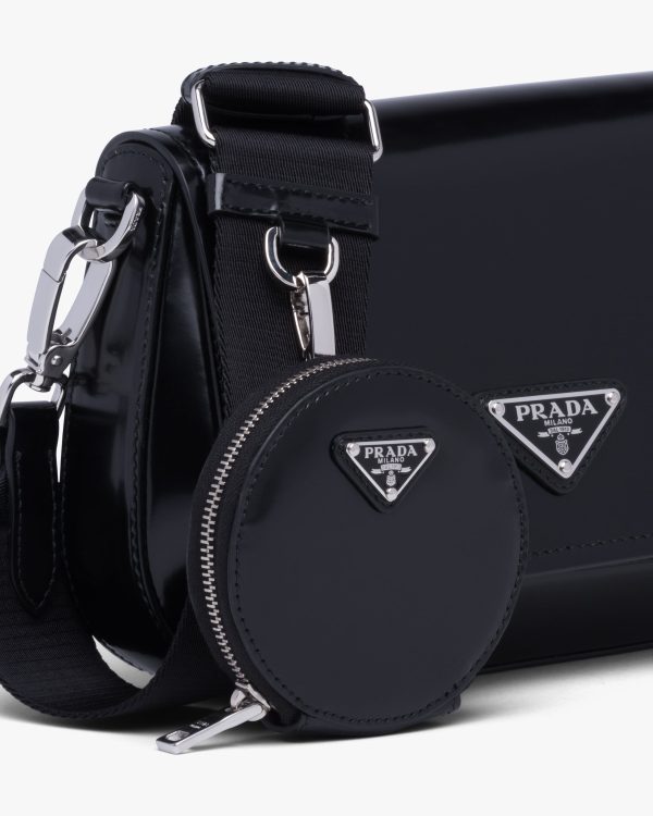 Black Brushed leather round mini-pouch - Image 3