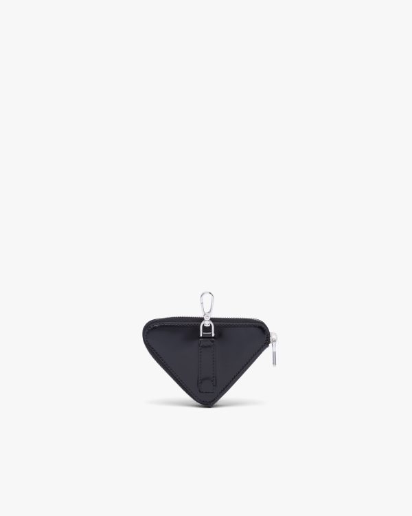 Black Brushed leather triangle mini-pouch - Image 2