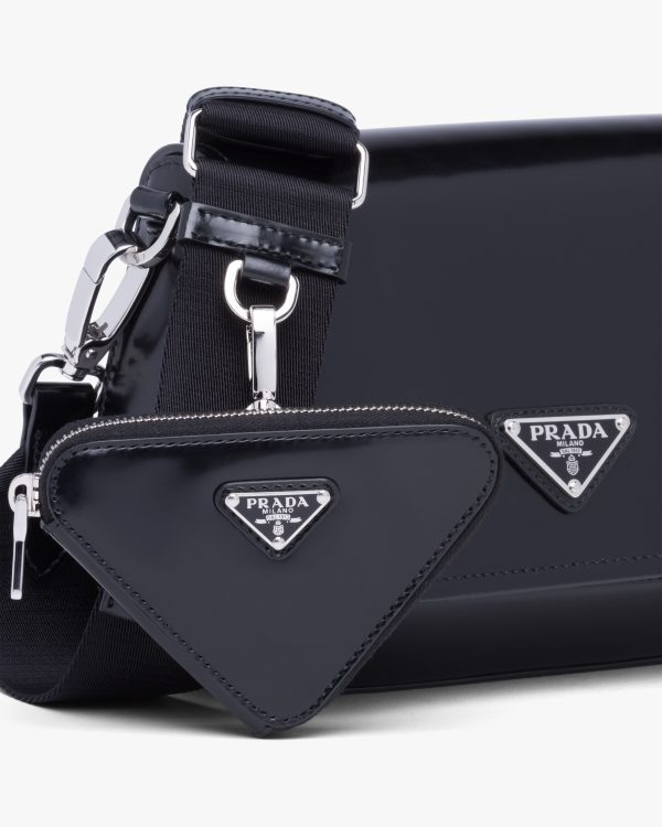 Black Brushed leather triangle mini-pouch - Image 3