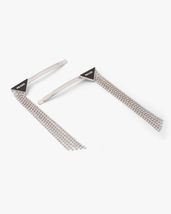 Black / Crystal Brass hair clip - Image 3