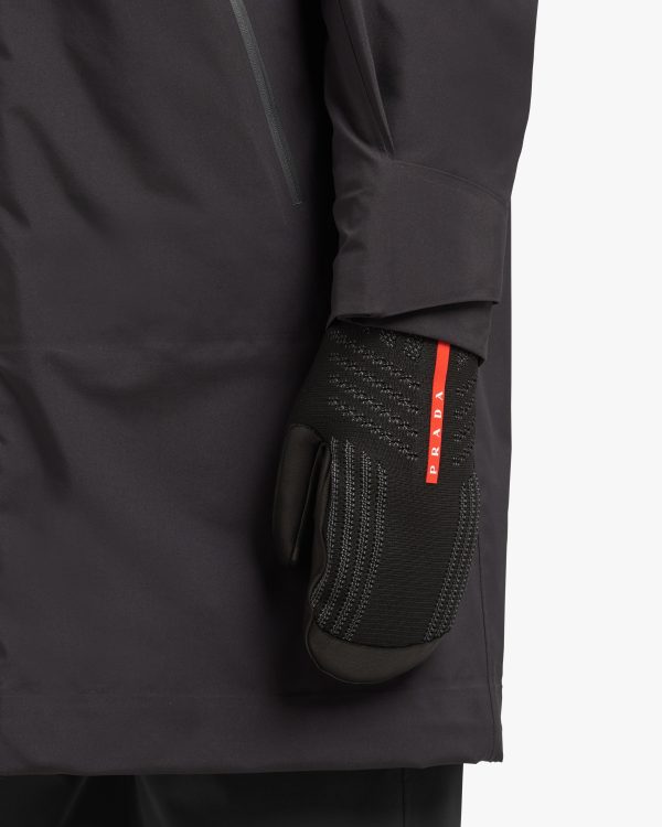Black GORE-TEX leather and knit ski mittens - Image 2