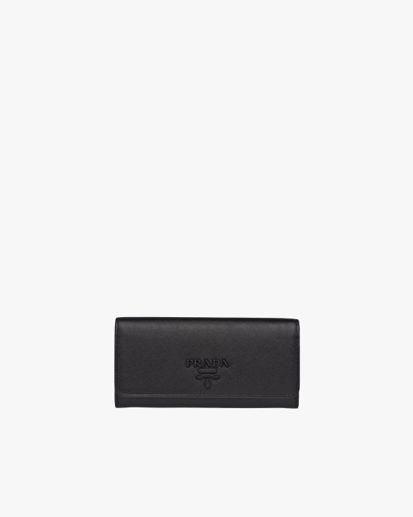Black Large Saffiano Leather Wallet