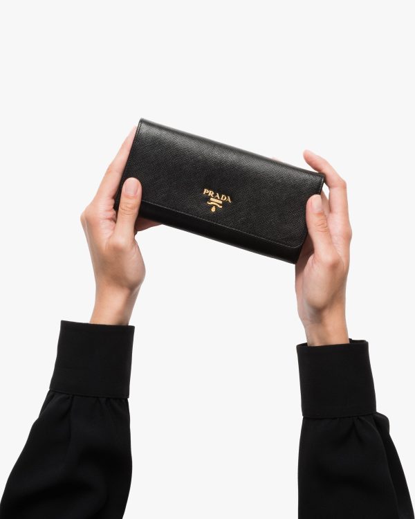 Black Large Saffiano Leather Wallet - Image 3