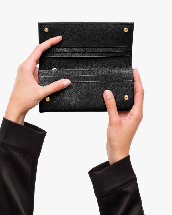 Black Large Saffiano Leather Wallet - Image 3