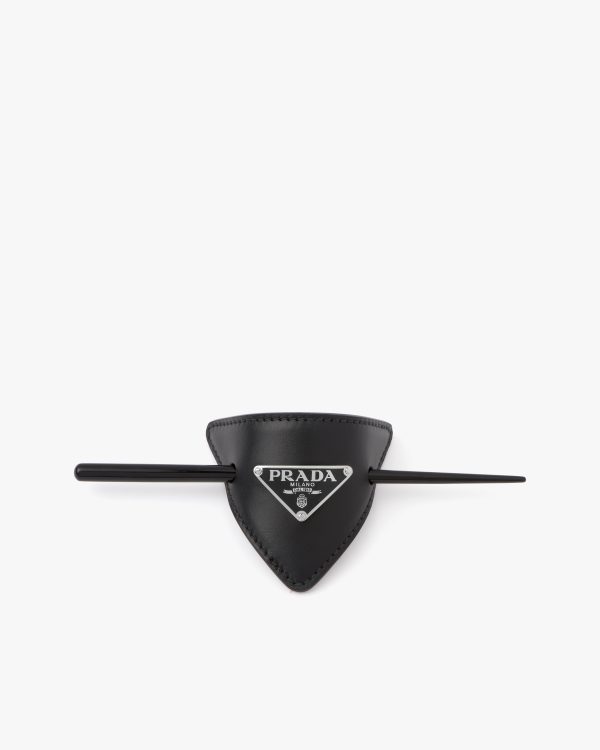 Black Leather hair clip