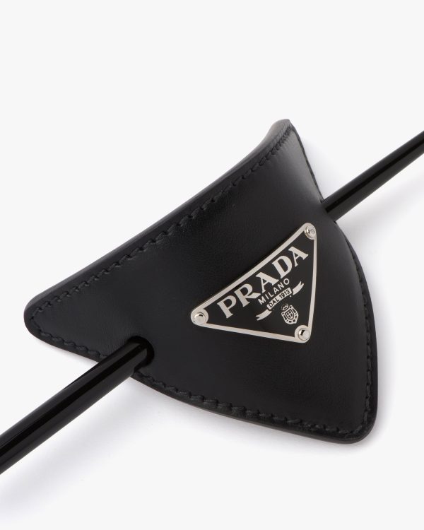 Black Leather hair clip - Image 3