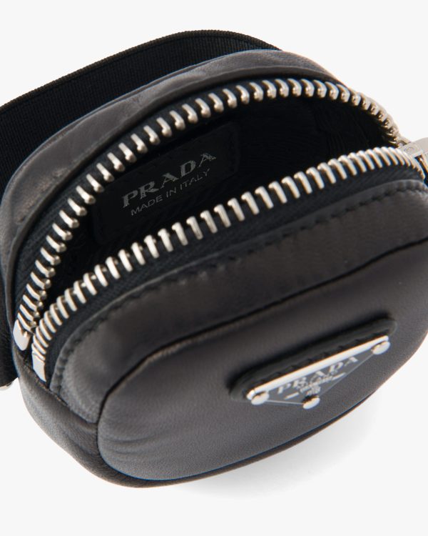 Black Nappa leather mini-pouch with elasticized band - Image 3