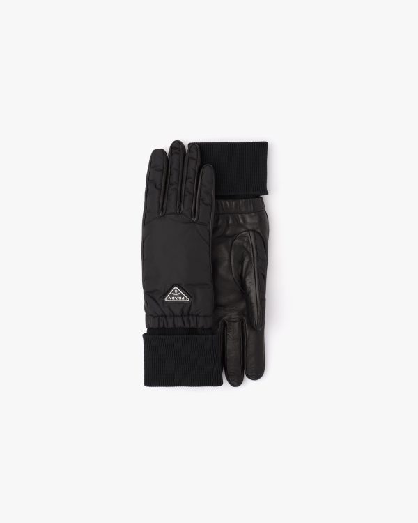 Black Nylon and knit gloves
