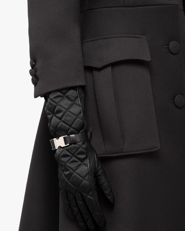 Black Nylon and nappa leather gloves - Image 2