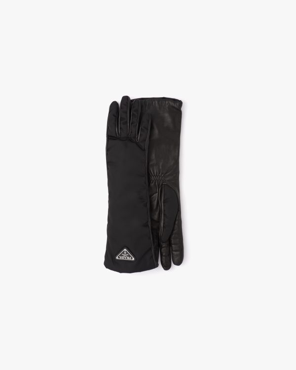 Black Nylon and nappa leather gloves