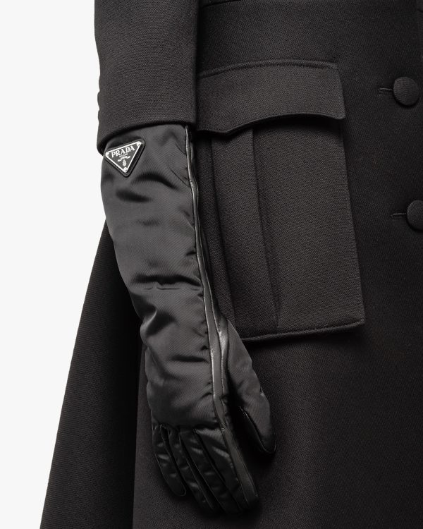 Black Nylon and nappa leather gloves - Image 2
