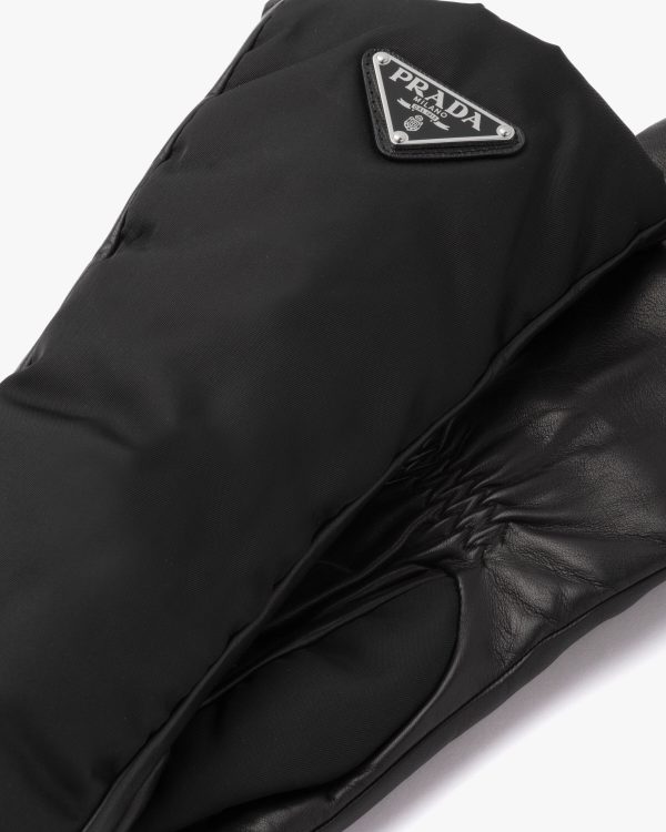 Black Nylon and nappa leather gloves - Image 3