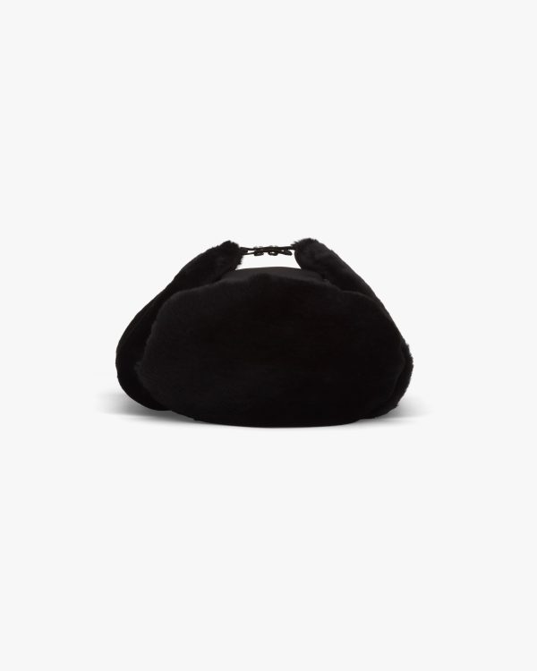 Black Nylon and shearling hat