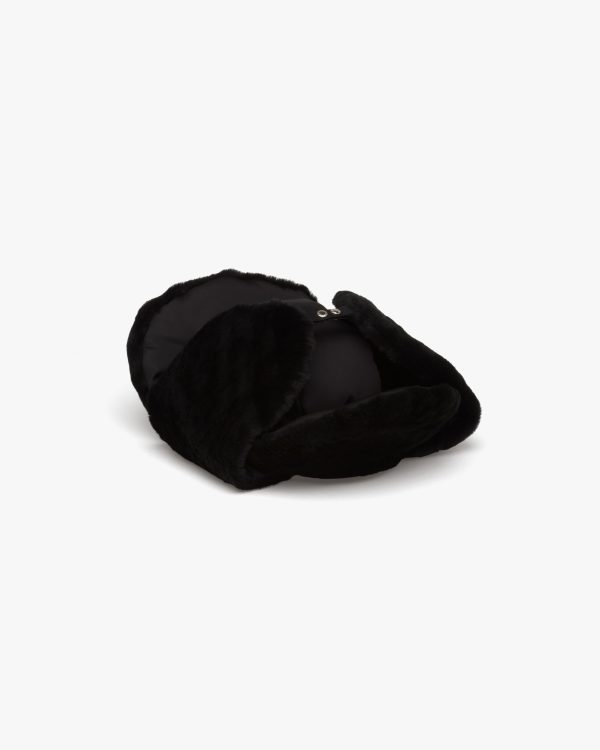 Black Nylon and shearling hat - Image 3